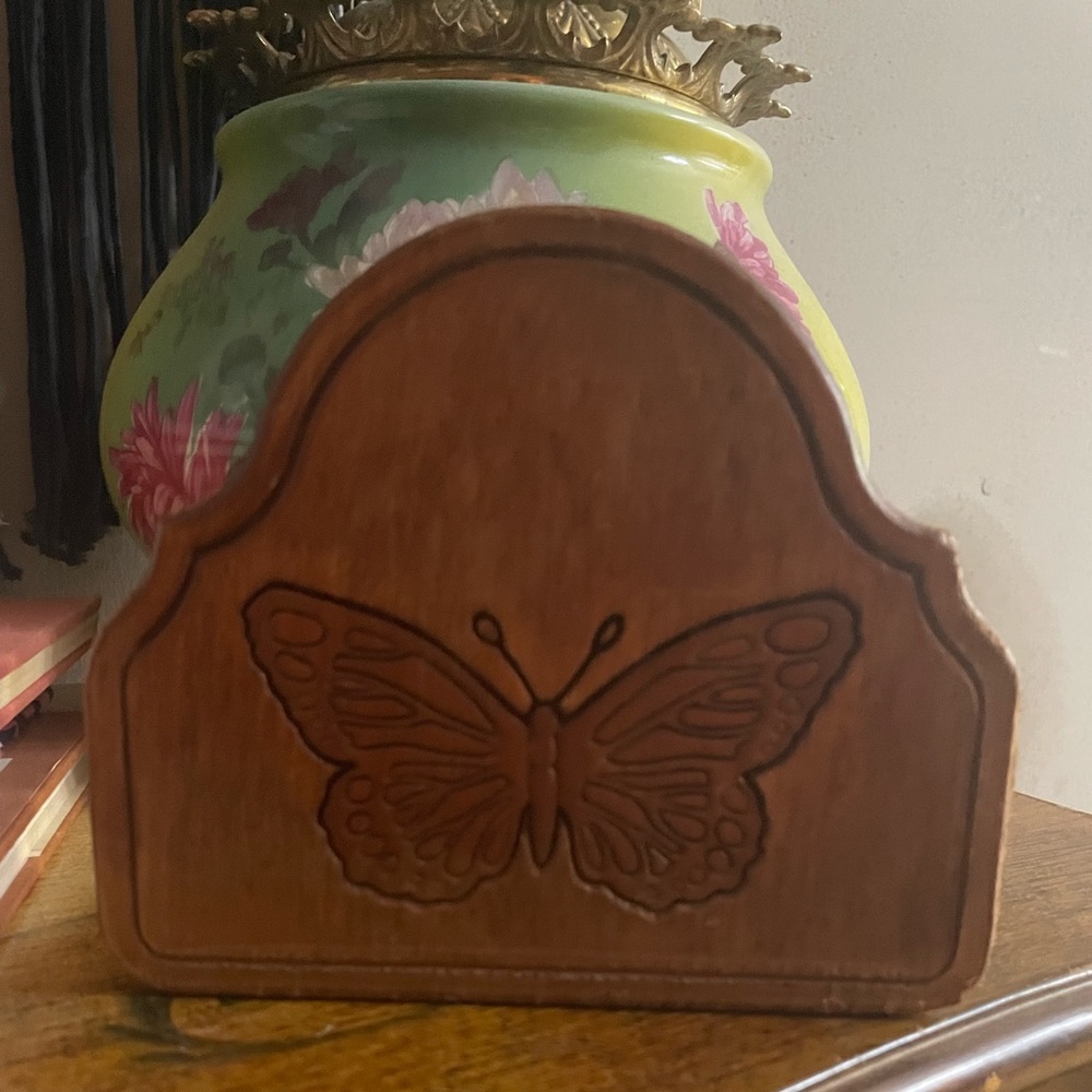 Vintage Wooden Butterfly Napkin Holder
